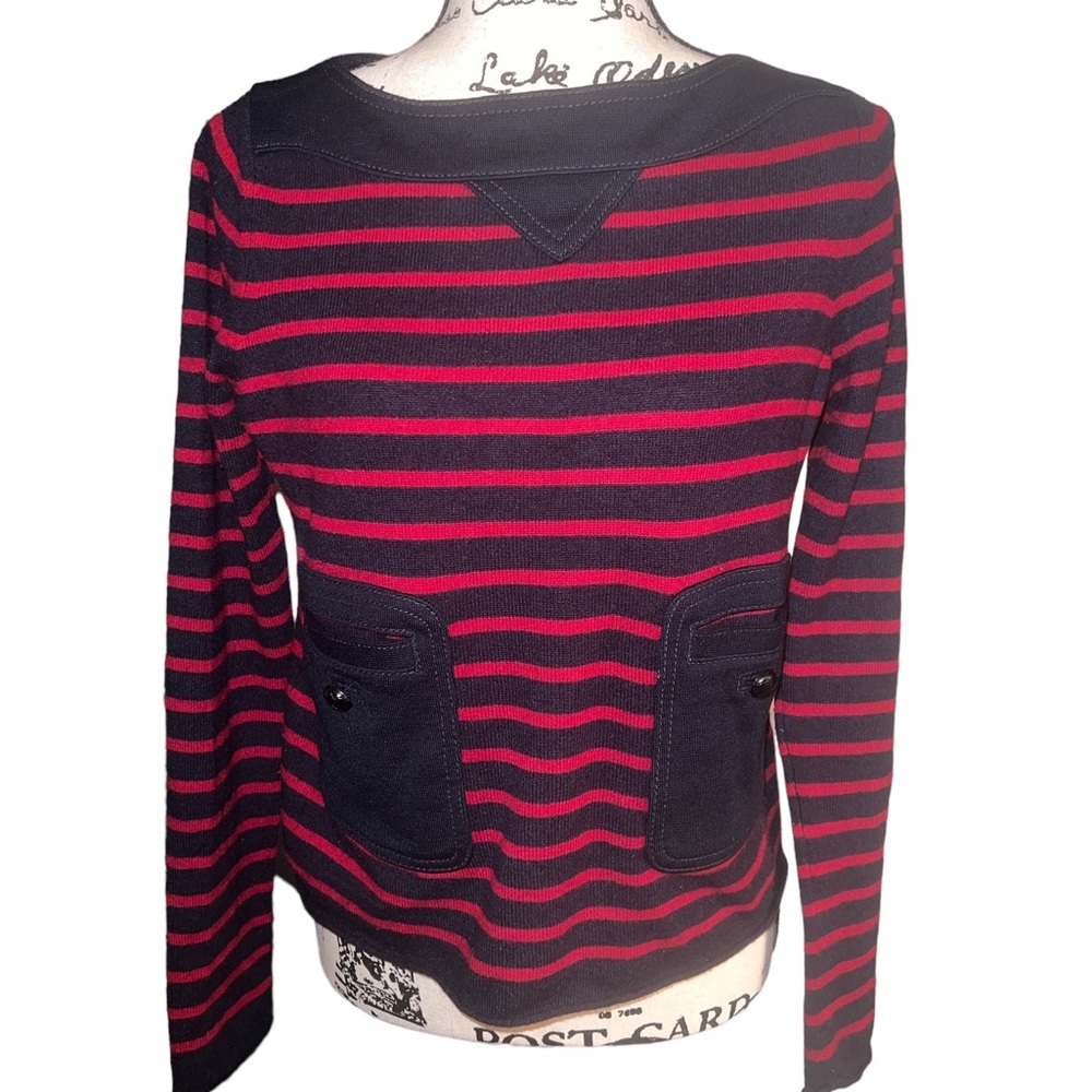 Tory Burch Owen Navy and Red cashmere Sweater size Xs